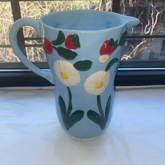 ❤️Floral Blue Ceramic Pitcher - Picture 4 of 11